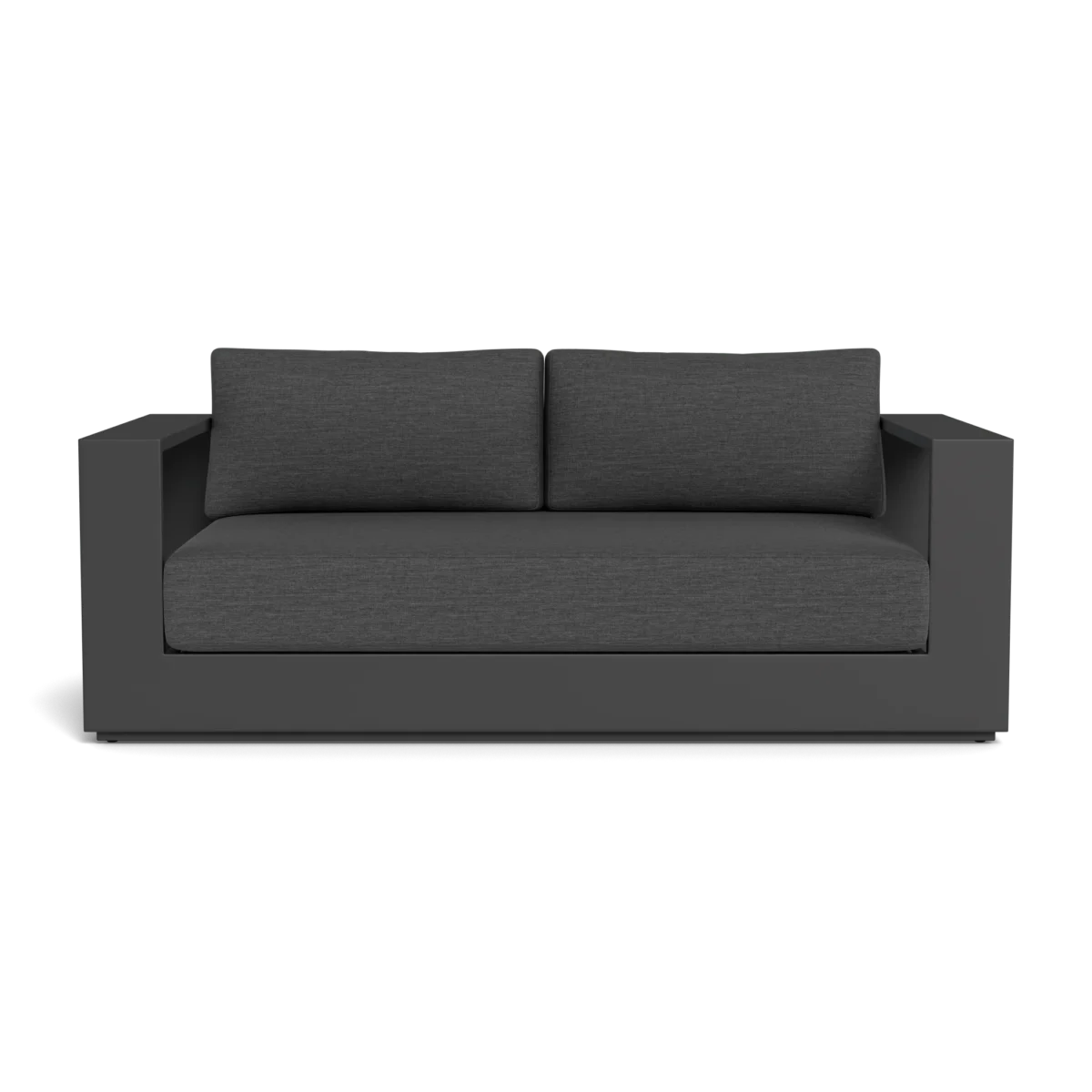 “Side profile of Harbour Hayman 2 Seat Sofa – modern outdoor seating with wide arms and low-profile silhouette”