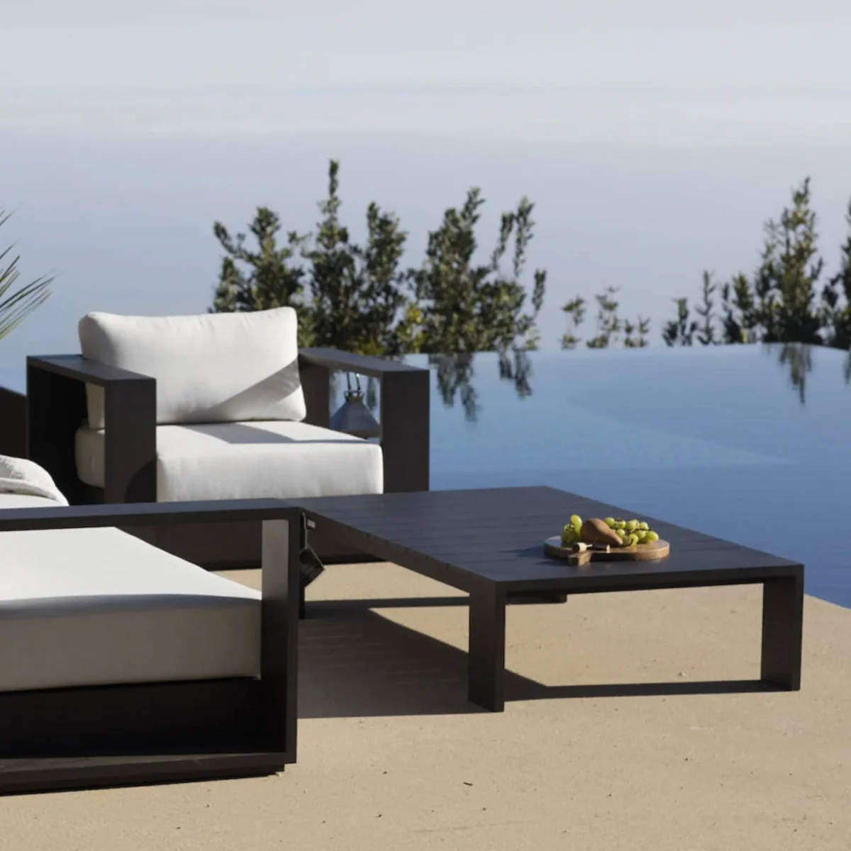 “Modern outdoor aluminum coffee table by Harbour – part of the Hayman collection with weather-resistant design”