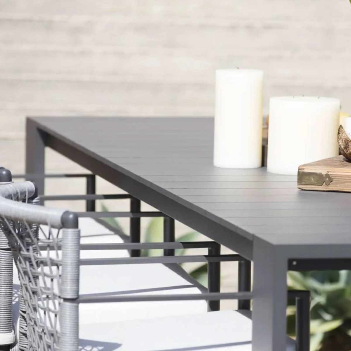 “Harbour Hayman aluminum dining table with chairs – luxury modern outdoor dining set”