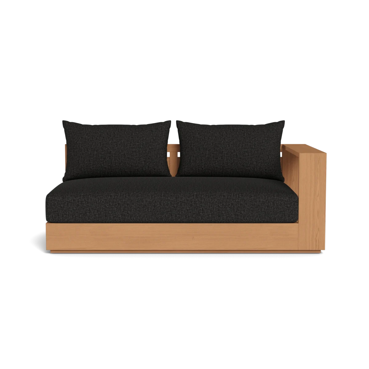 “Top-down view of Hayman 2 Seat Right Arm Sofa – luxury teak outdoor seating by Harbour”