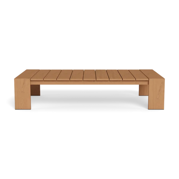 “Contemporary teak coffee table from Harbour’s Hayman collection – sleek design ideal for patios and decks”