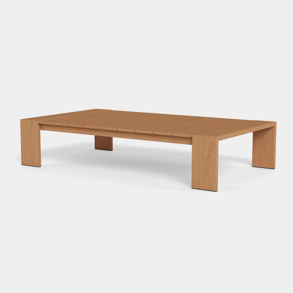 “Harbour Hayman coffee table – rectangular teak design with clean lines and slatted surface for outdoor use”
