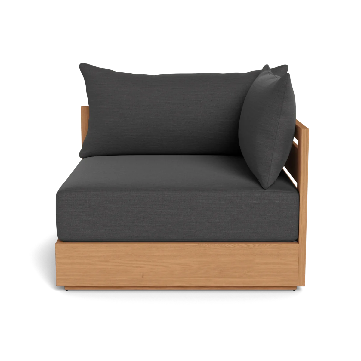 “Front view of Hayman Teak Outdoor Corner – sectional seating with modern silhouette and soft cushions”