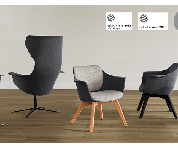 “Vooom™ task chair by Via Seating with sleek mesh back at Royal Oak showroom”