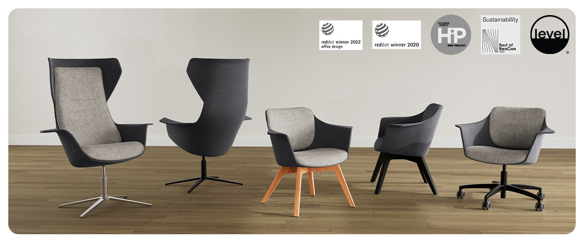 “Vooom™ task chair by Via Seating with sleek mesh back at Royal Oak showroom”