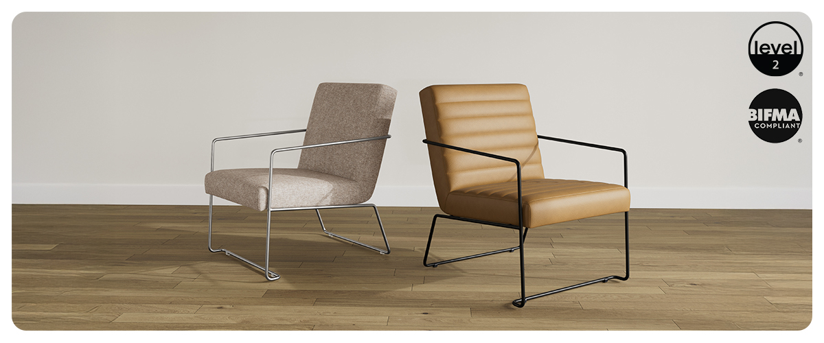 “Muir chair by Via Seating with ergonomic curved back at Royal Oak showroom”