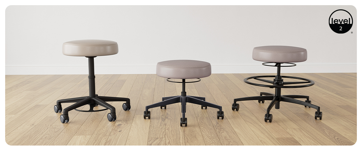 “Spec stool by Via Seating with sleek upholstered seat at Royal Oak showroom”
