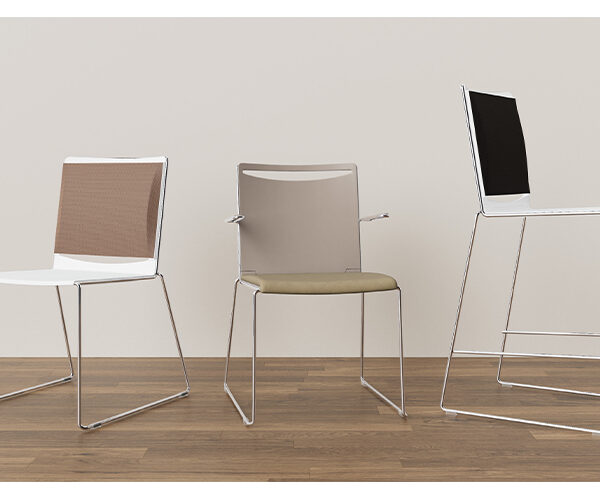 “Splash chair by Via Seating with sleek waterfall back at Royal Oak showroom”