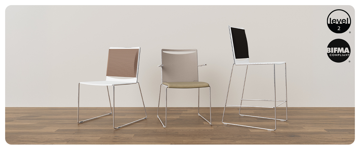 “Splash chair by Via Seating with sleek waterfall back at Royal Oak showroom”