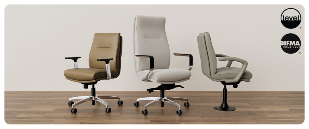 Nuts chair by Viaseating with sleek curved backrest and wood finish