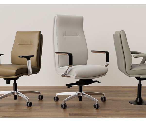 Nuts chair by Viaseating with sleek curved backrest and wood finish