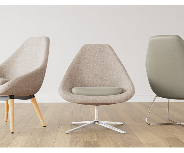 Meteor chair by Viaseating with modern shell design and metal base