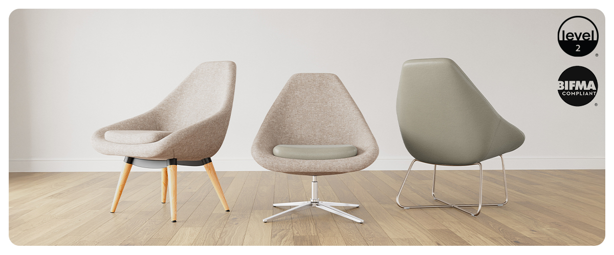 Meteor chair by Viaseating with modern shell design and metal base