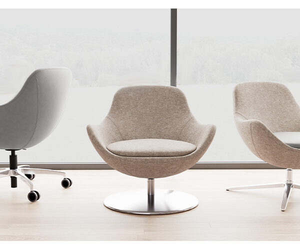 Comet chair by Viaseating with sleek, modern profile and upholstered seat