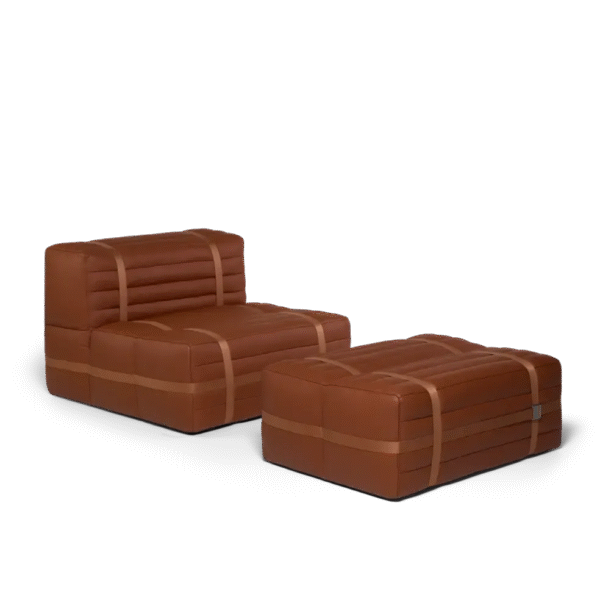 High-end Haybale Lounge Chair with Footstool by Moooi, a modern luxury design for Troy, Michigan.