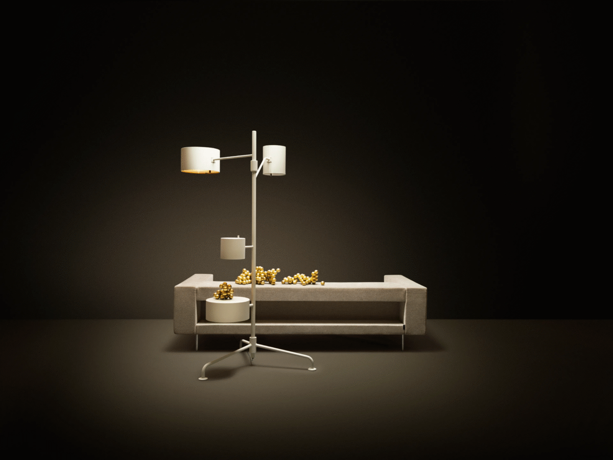 Contemporary Statistocrat Floor Lamp by Moooi, perfect for an artistic, high-end interior in Birmingham, Michigan.