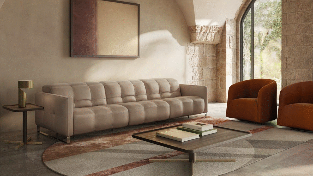 Modern Philo sofa by Natuzzi, perfect for a sophisticated, luxury living space in Troy, Michigan.