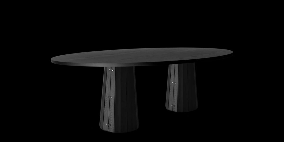 Liberty Table by Moooi at Italcasa Design in Royal Oak, MI. Designed by Atelier Van Lieshout, this American walnut table combines art and functionality.