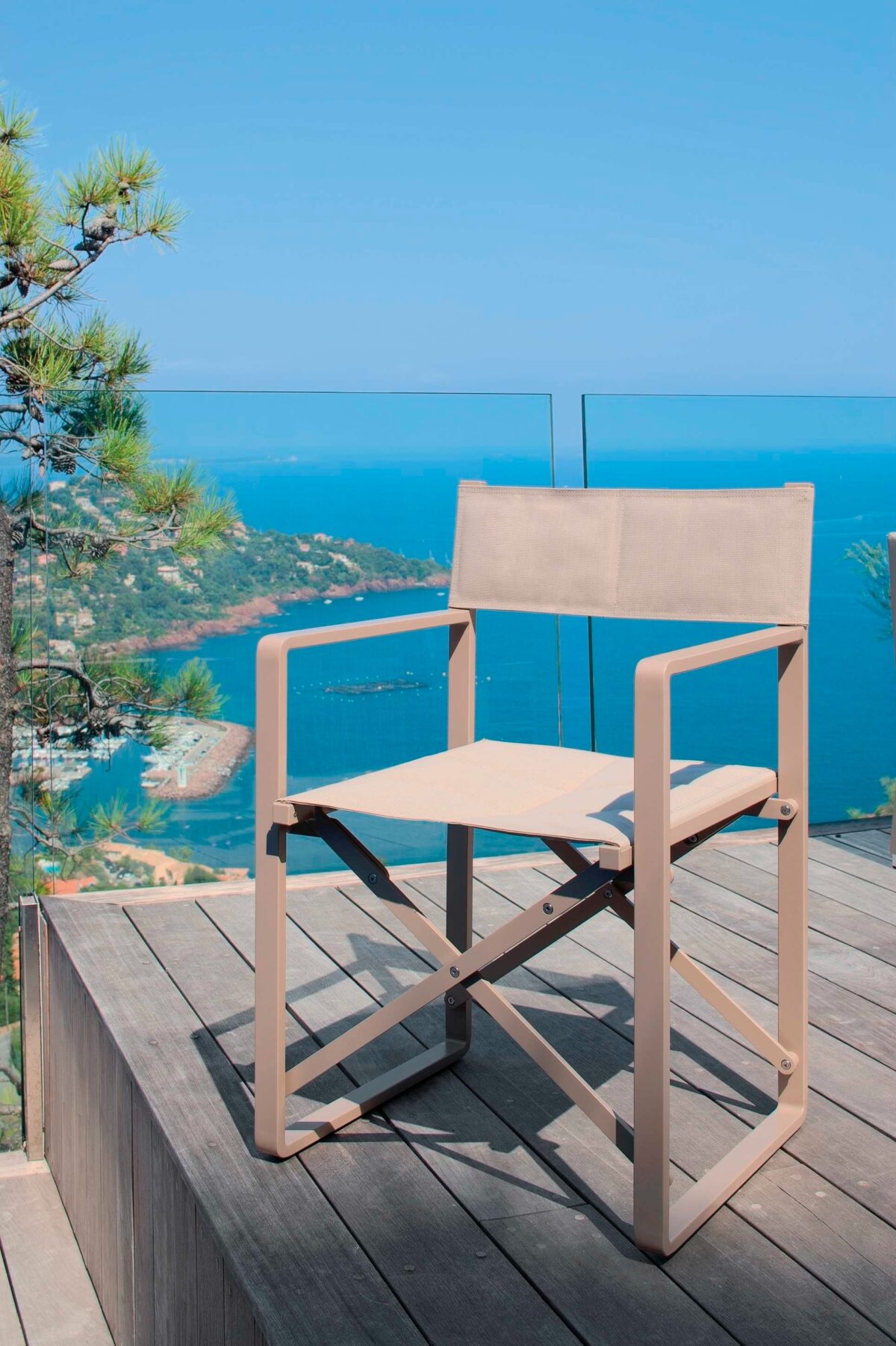 Contemporary Chic Director Chair from Talenti offering comfort, simplicity, and weather resistance