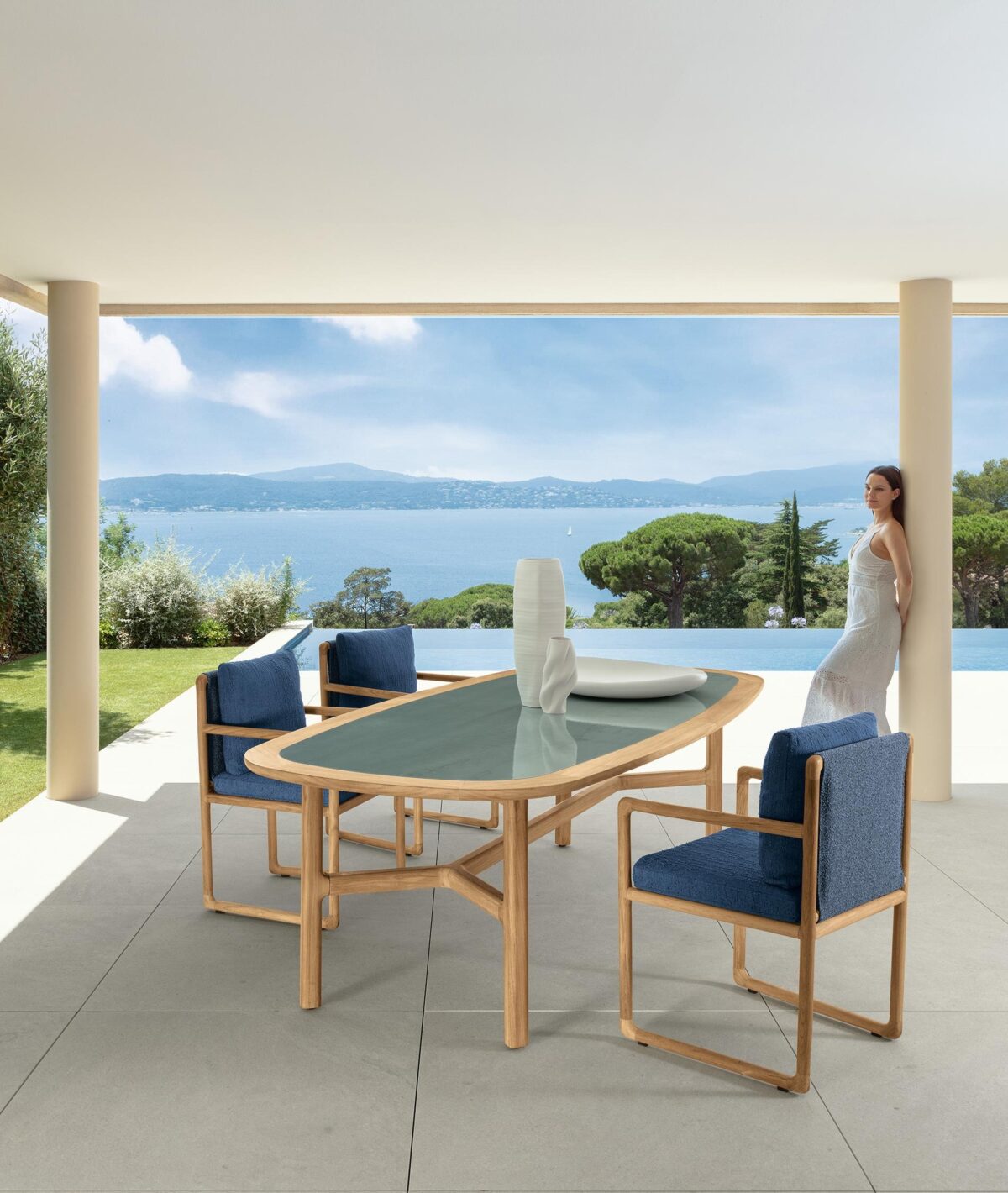 Contemporary Jun Outdoor Dining Table by Talenti offering clean lines and refined aesthetics