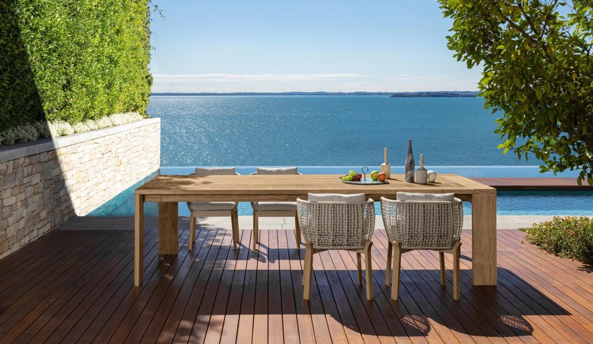 Luxury Argo Wood Dining Chair by Talenti crafted from premium wood with weather-resistant performance