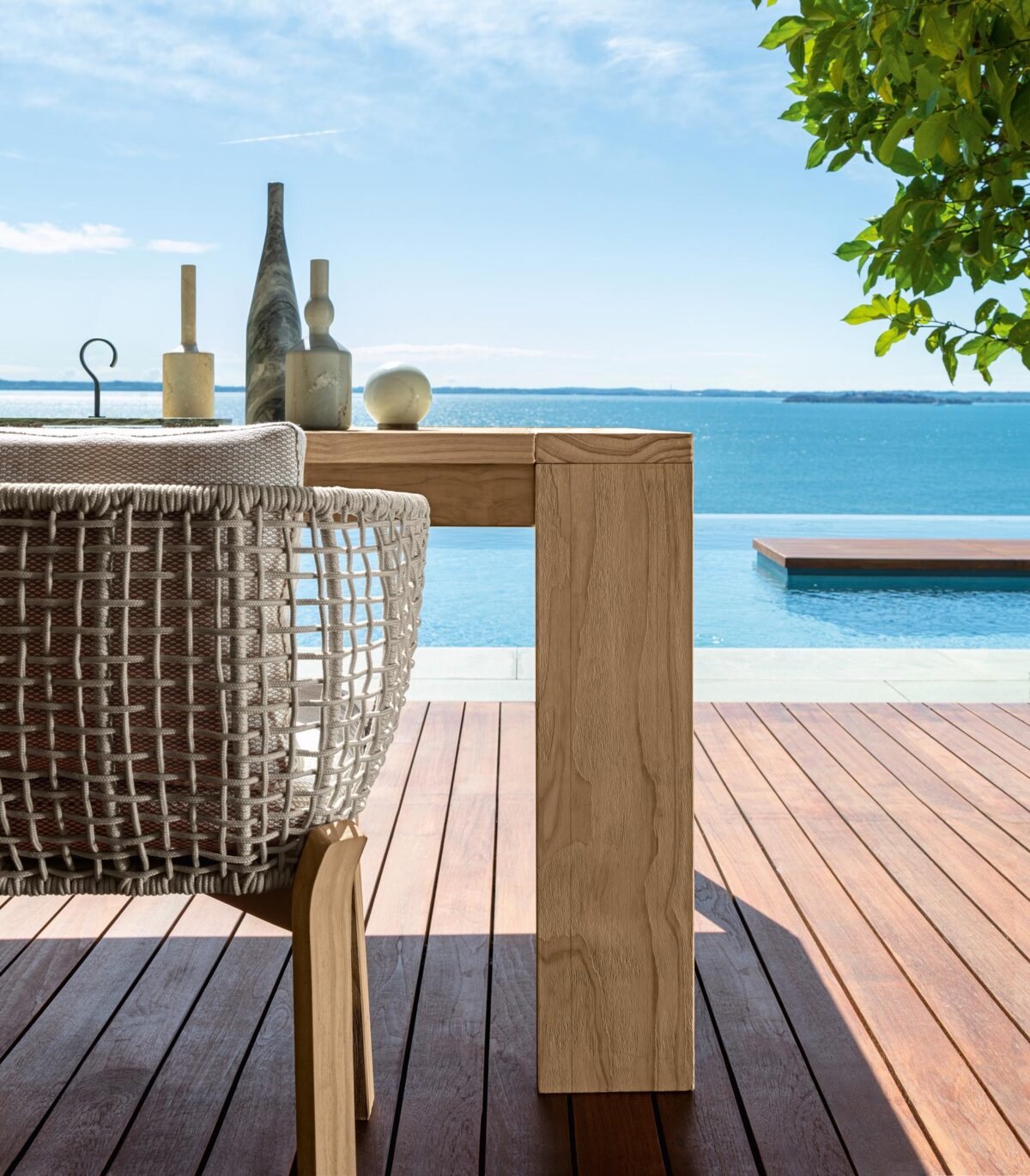 Contemporary Argo Wood Dining Chair offering warm textures and sculptural simplicity for Birmingham, Michigan terraces