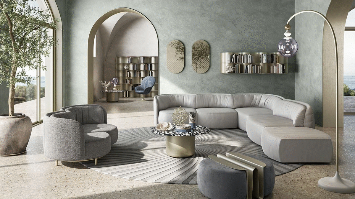 Modern Deep sofa by Natuzzi, high-end Italian design for Troy, Michigan.