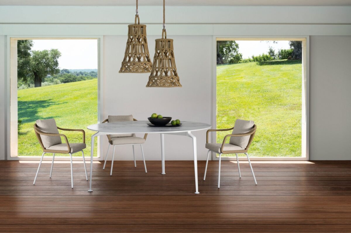 Talenti Cruise Alu Dining Armchair featuring sleek lines and durable materials for Royal Oak, Michigan terraces
