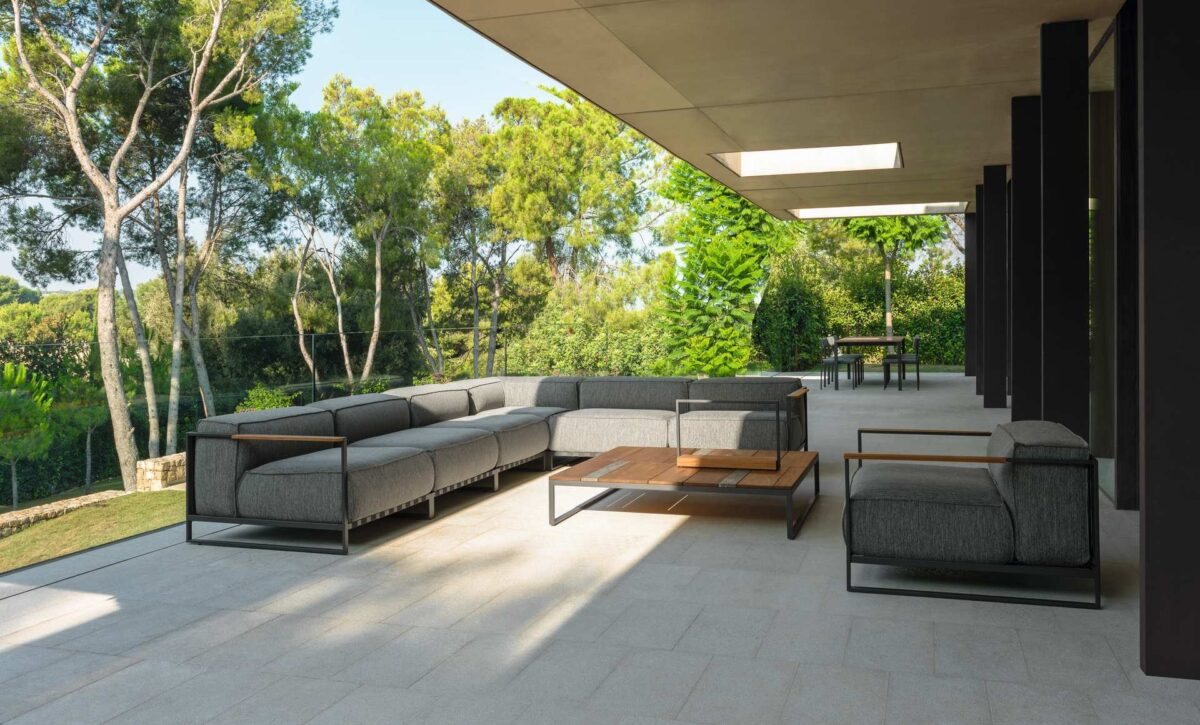Contemporary Casilda Outdoor Table by Talenti offering minimalist aesthetics and sturdy construction