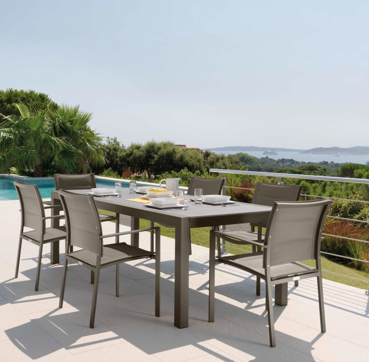 Modern outdoor pouf from Talenti, designed for flexible seating and timeless aesthetics