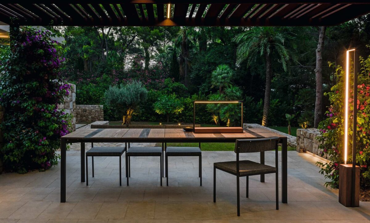 Casilda Square Table by Talenti – perfect for balconies, patios, and cozy rooftop dining areas