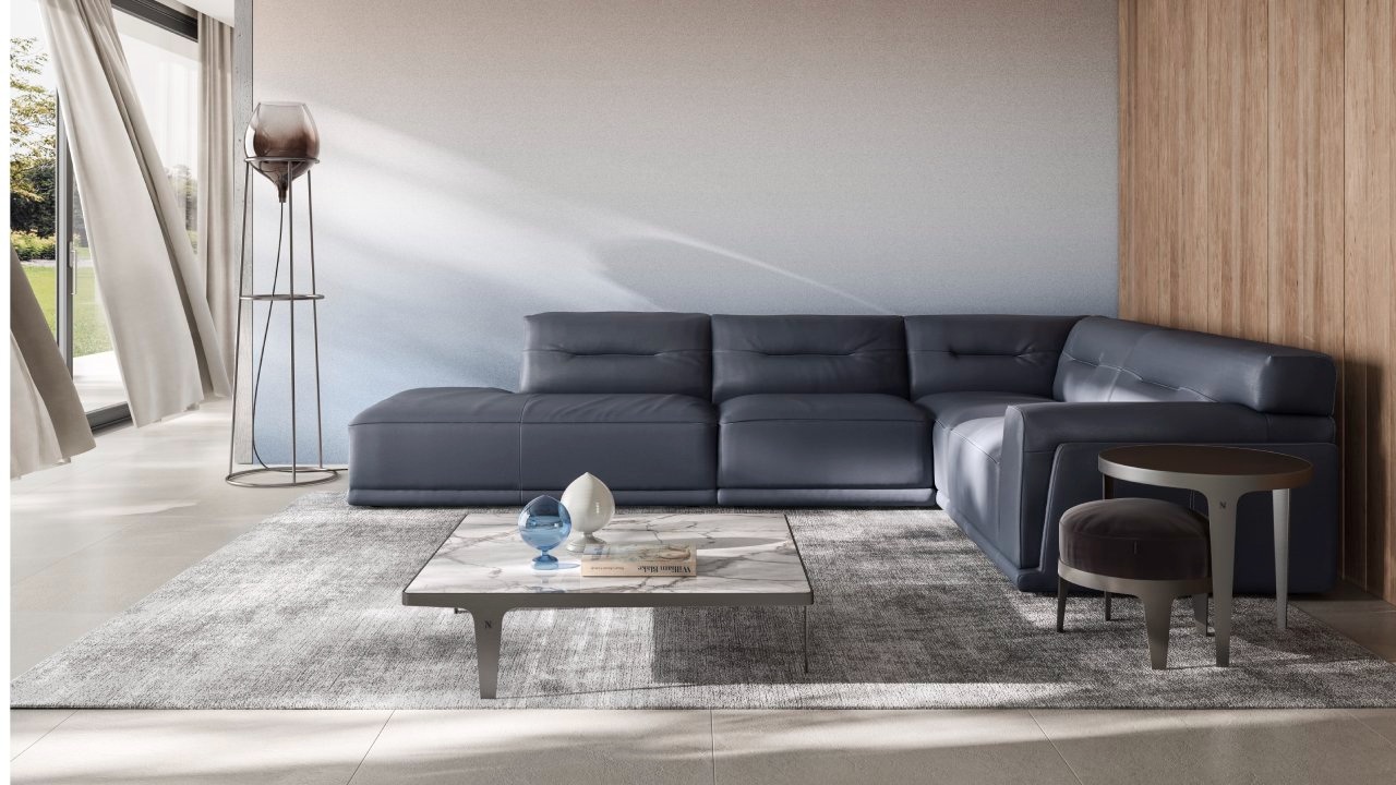 Luxury contemporary Dorian sofa by Natuzzi, a high-end Italian design for Birmingham, Michigan.