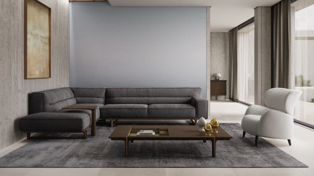 Luxury contemporary Kendo collection by Natuzzi, perfect for a sophisticated living space in Birmingham, Michigan.