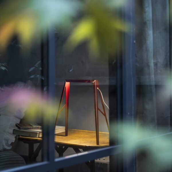 Bridge by Foscarini, minimalist table lamp with laser-cut metal, Troy Michigan.