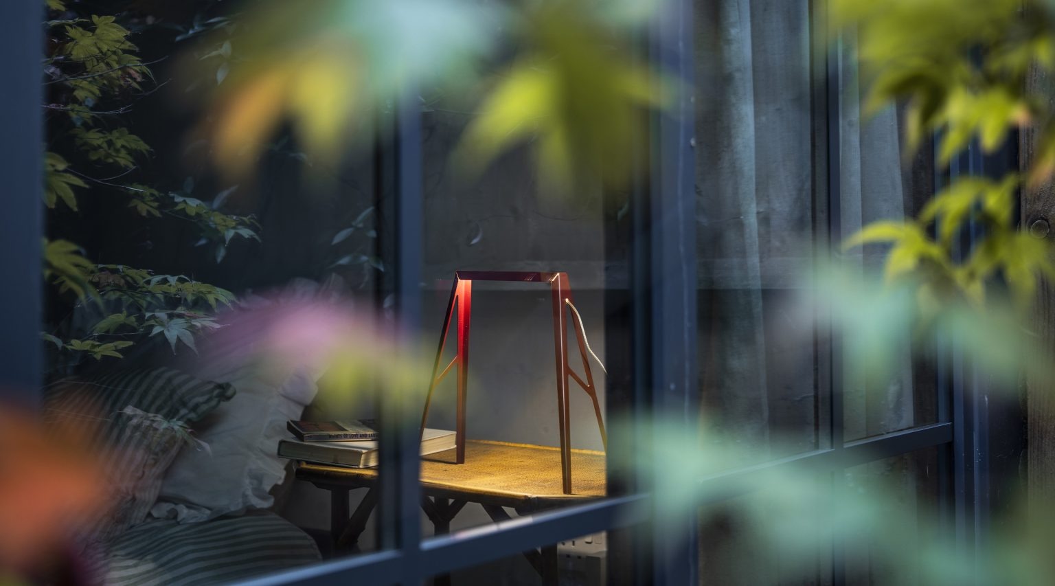 Bridge by Foscarini, minimalist table lamp with laser-cut metal, Troy Michigan.