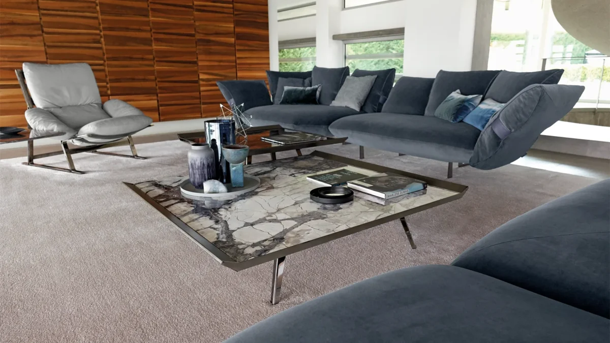 “Moon Invaders by Arketipo designer modular sofa with plush cushions in Birmingham Michigan showroom”