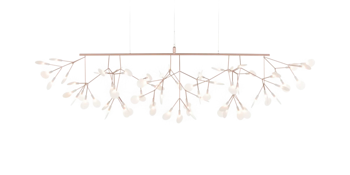 Raimond II Dome by Moooi, featuring a unique openwork triangular mesh structure and warm white LED lighting.