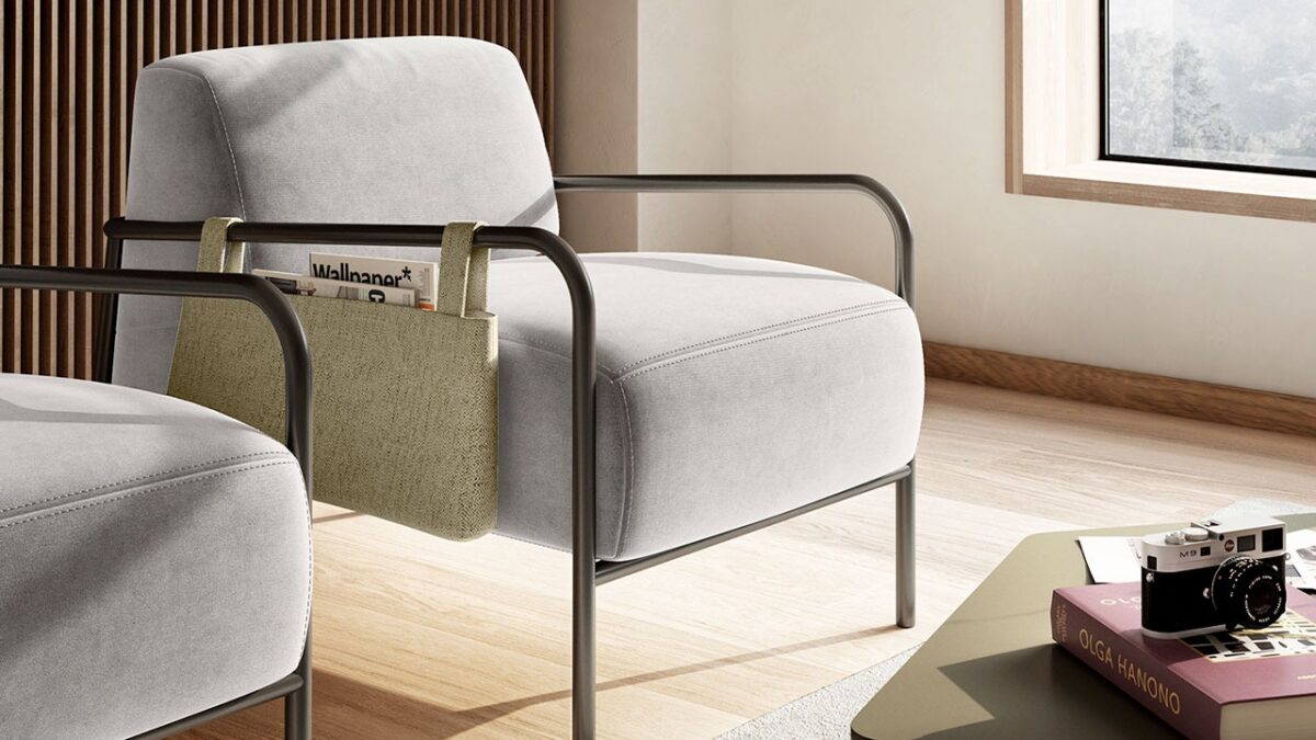 Luxury contemporary Bit armchair by Natuzzi, designer seating for Birmingham, Michigan.