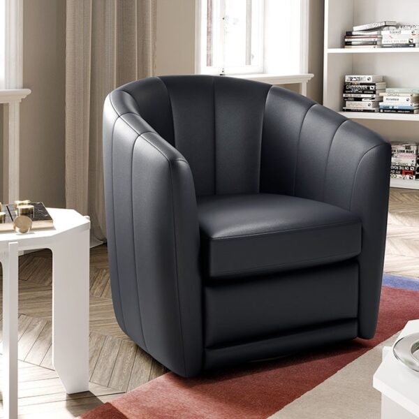 Luxury contemporary Giada swivel chair by Natuzzi, designer Italian seating for Birmingham, Michigan.
