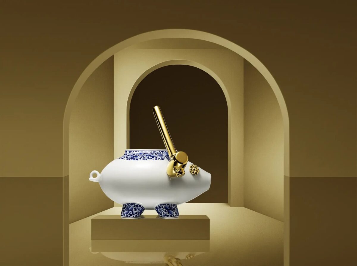 Luxury contemporary The Killing of the Piggy Bank by Front for Moooi, high-end Dutch design object for Birmingham, Michigan.
