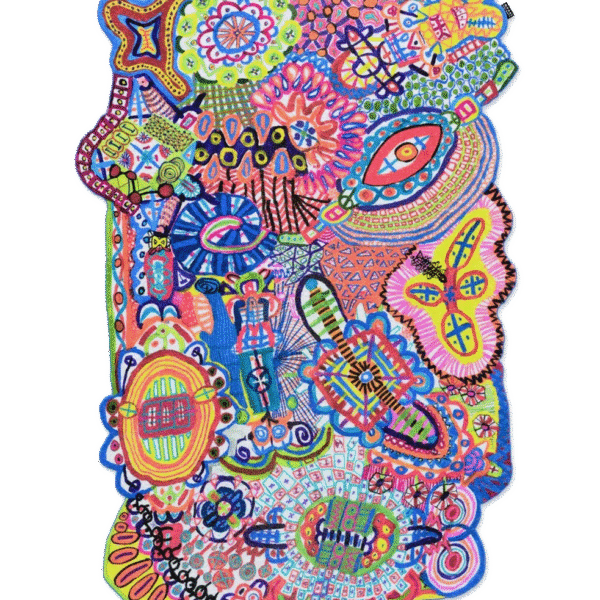Modern abstract carpet LinesLinesLines by Moooi, featuring playful patterns and vibrant colors, designed by Alf Bärbel Wit, available in Royal Oak, Michigan.