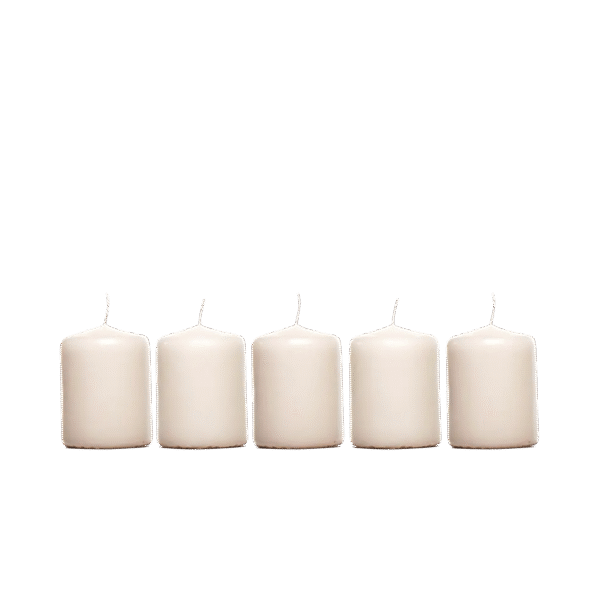 Set of six black wax candles for the Big Bold Menorah by Moooi, designed by Studio Roderick Vos, featuring a minimalist cylindrical shape, available in Royal Oak, Michigan.