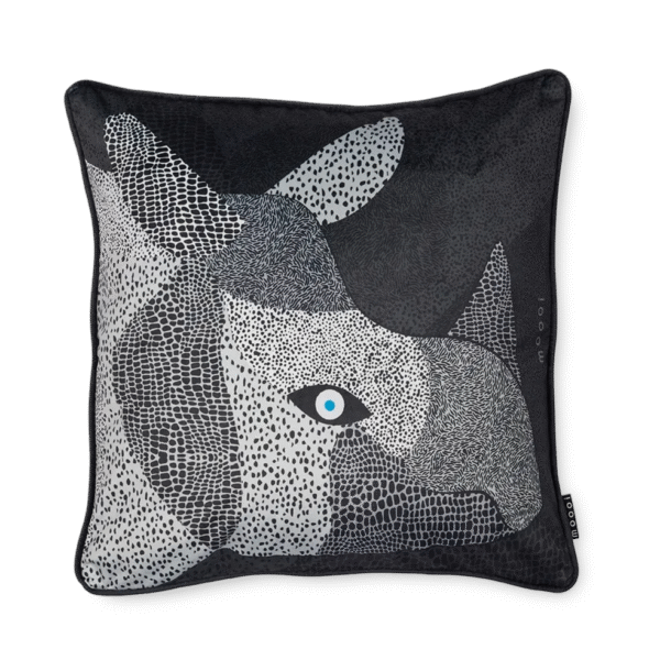 Luxury contemporary Dwarf Rhino Decorative Pillow by Moooi, high-end Dutch design home accessory for Birmingham, Michigan.