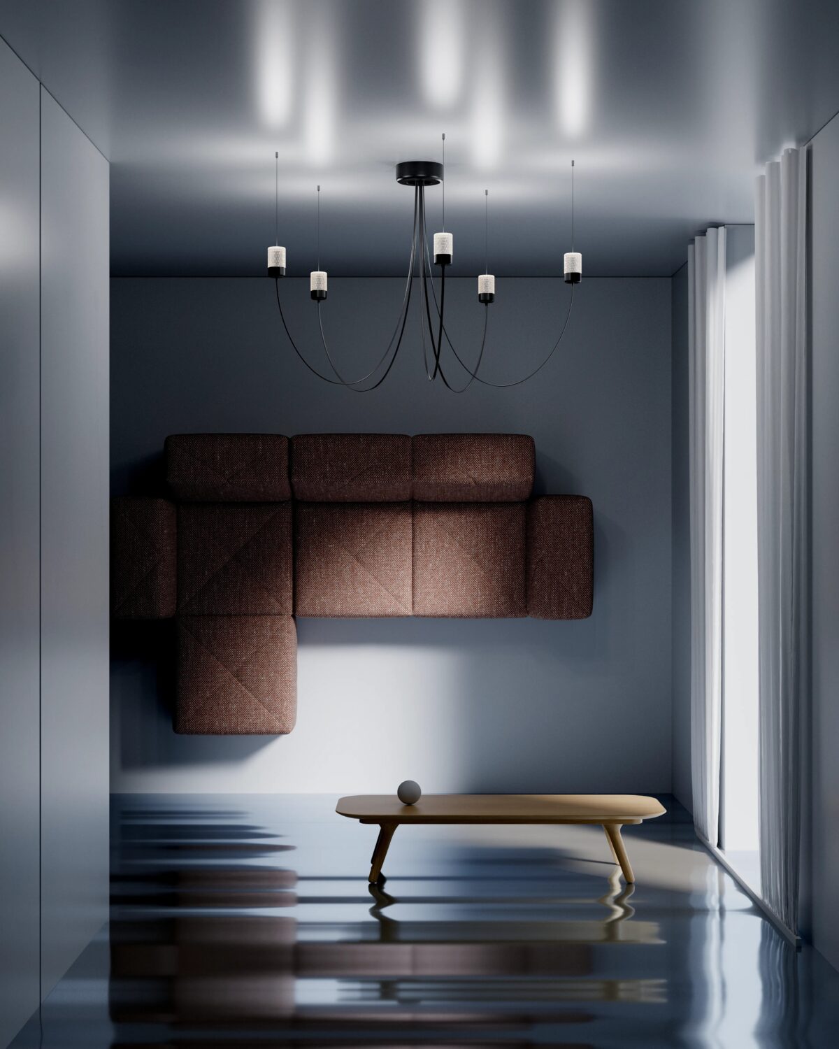 High-end Gravity Chandelier by Paul Cocksedge for Moooi, modern Dutch design lighting for Troy, Michigan.