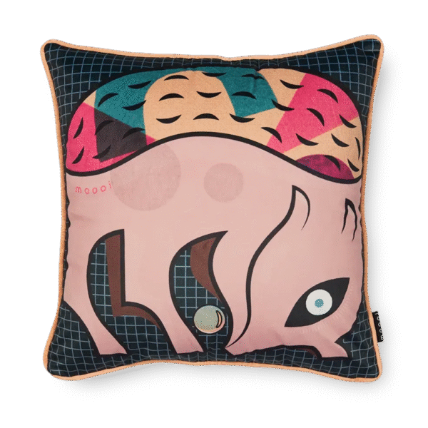 Luxury contemporary Armoured Boar decorative pillow by Moooi, high-end Dutch design for Birmingham, Michigan.