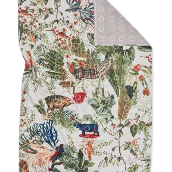 Menagerie of Extinct Animals Towel by Moooi, featuring an intricate jacquard-woven design inspired by extinct creatures, available in Royal Oak, Michigan.