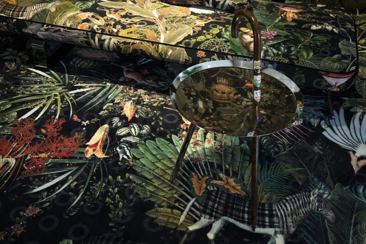 Luxury contemporary Menagerie of Extinct Animals carpet by Moooi, high-end designer rug for Birmingham, Michigan.