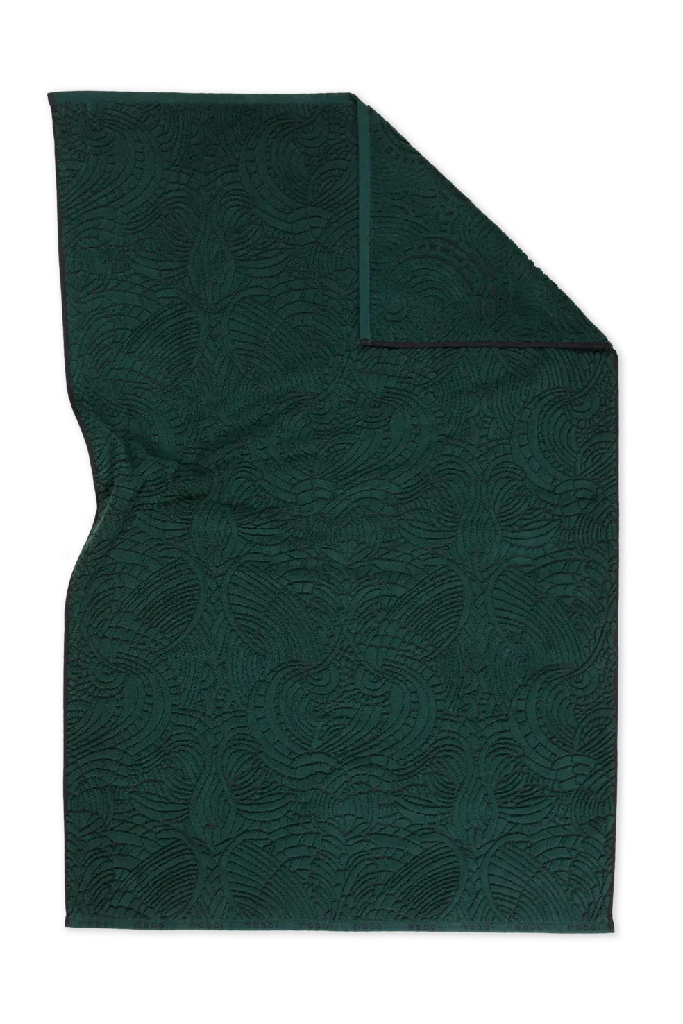 Dodo Pavone Towel by Moooi, featuring a jacquard-woven pattern inspired by the extinct Dodo Pavone bird, offering plush absorbency and available in Royal Oak, Michigan.