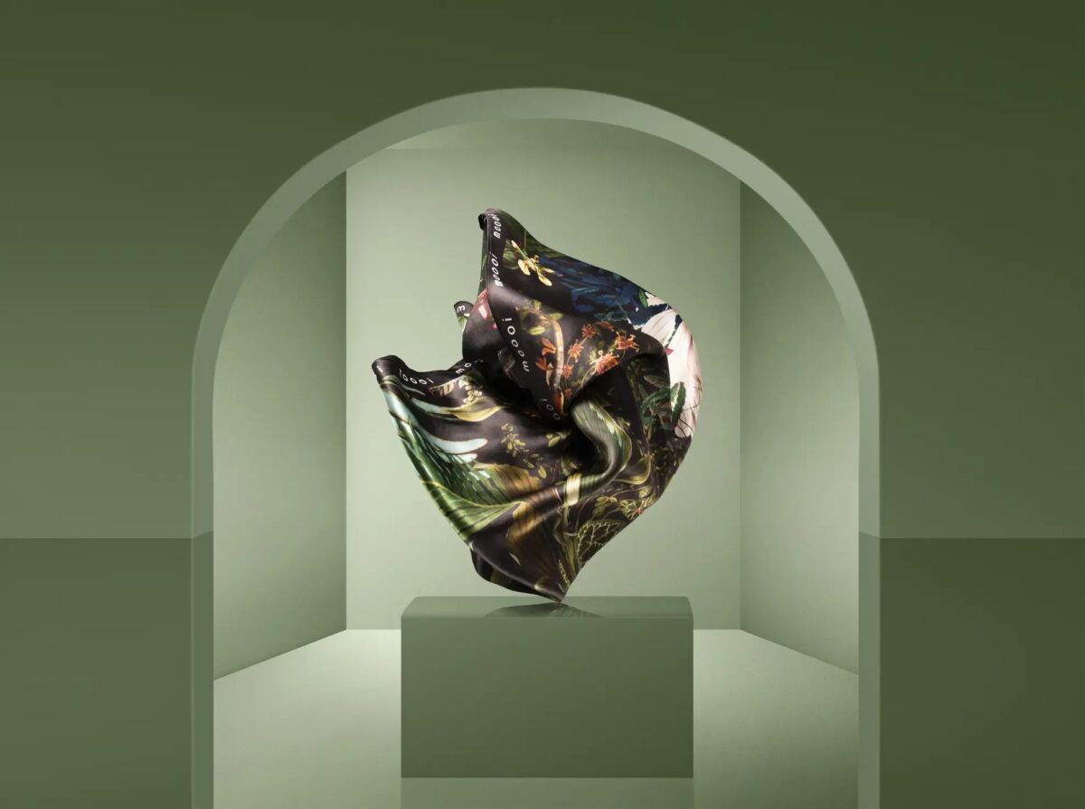 Luxury contemporary Extinct Animals textile scarf by Moooi, designer home accent for Royal Oak, Michigan.