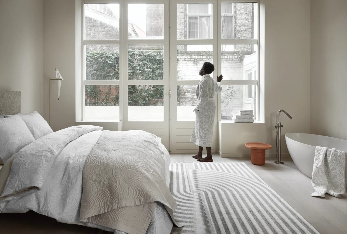 Luxury contemporary Dodo Pavone bathrobe by Moooi, high-end Dutch design for Birmingham, Michigan.
